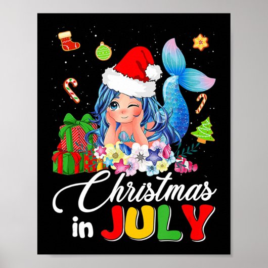 Weihnachten im Juli Niedlich Anime Mermaid Weihnac Poster (Vorne)
