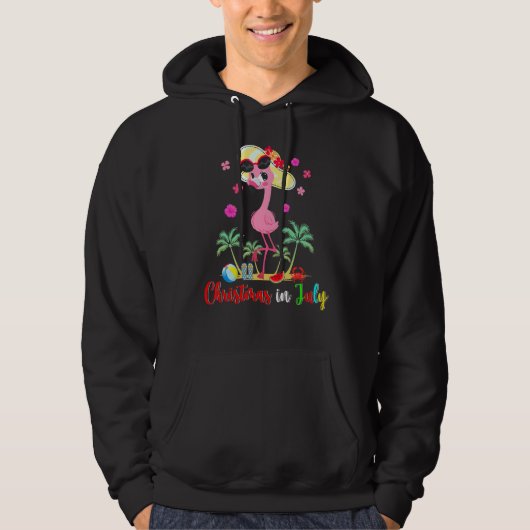 Weihnachten im Juli Niedlich Flamingo On Beach Sum Hoodie (Vorderseite)