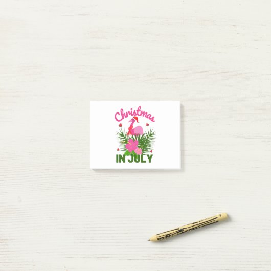 Weihnachten im Juli niedlich im Sommer flamingo Post-it Klebezettel (Auf Schreibtisch)