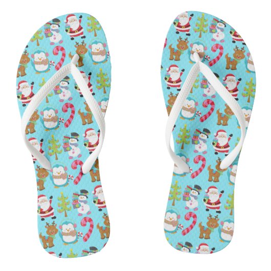 Weihnachten im Juli Niedlich Winter Blue Santa Sno Badesandalen (Fußbett)