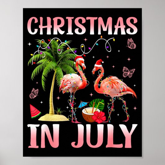 Weihnachten im Juli Nk Flamingo Santa Hut Weihnach Poster (Vorne)