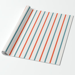 Weihnachten im Juli Orange Blue Stripes Party Geschenkpapier