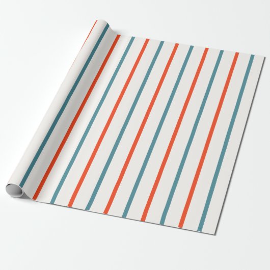 Weihnachten im Juli Orange Blue Stripes Party Geschenkpapier (Ungerollt)