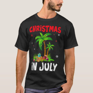Weihnachten im Juli Palm Tree Xmas Tree Beach Somm T-Shirt