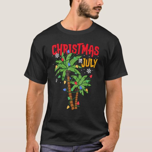 Weihnachten im Juli Palm Tree Xmas Tree Tropical H T-Shirt (Vorderseite)