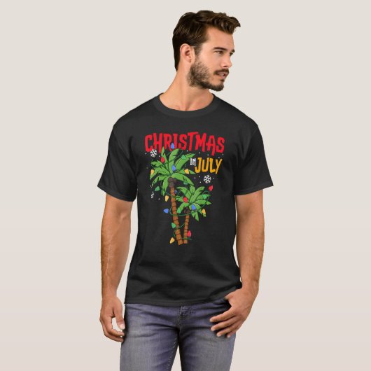 Weihnachten im Juli Palm Tree Xmas Tree Tropical H T-Shirt (Vorne ganz)