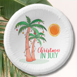 Weihnachten im Juli Palm Trees Party Paper Bowls Pappteller<br><div class="desc">Feiern wir Weihnachten im Juli mit einer GRILLEN oder einem Party! Laden Sie Familie und Freunde zu Ihrem Weihnachtsfest ein und dekorieren Sie es mit diesen Papierschüsseln im Inselstil mit handgezogenen Palmen,  die mit Lichtern geschmückt sind. Original Wasserfarbe © Michele Davies.</div>