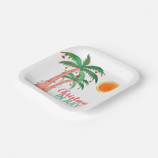 Weihnachten im Juli Palm Trees Party Paper Teller (Gewinkelt)