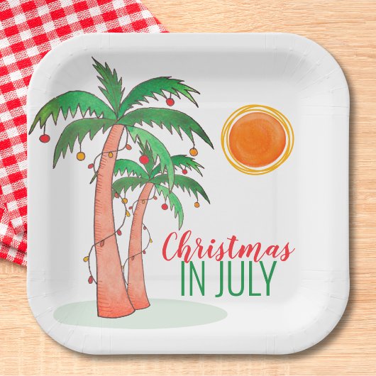 Weihnachten im Juli Palm Trees Party Paper Teller