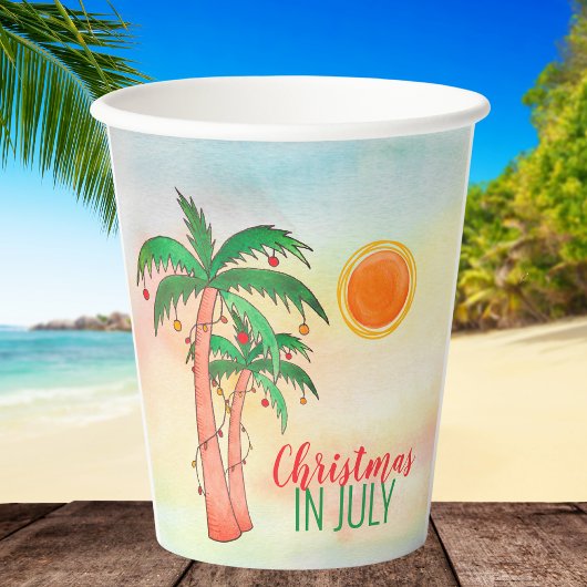 Weihnachten im Juli Palm Trees Party Pappbecher