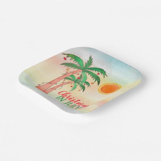 Weihnachten im Juli Palm Trees Party Pappteller (Gewinkelt)