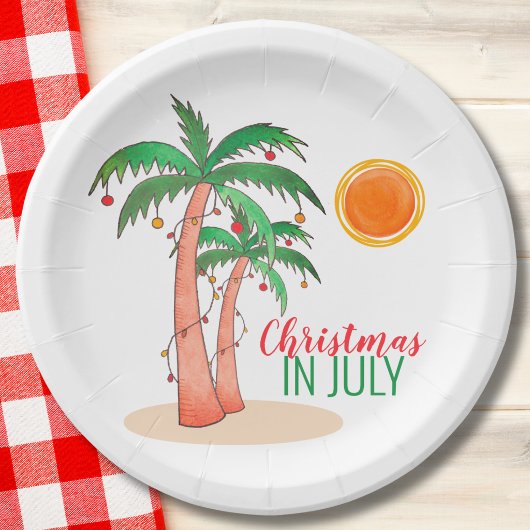Weihnachten im Juli Palm Trees Party Pappteller