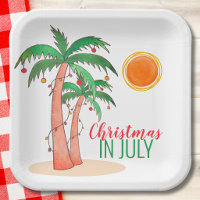 Weihnachten im Juli-Palmbaum-Party-Papierplatten