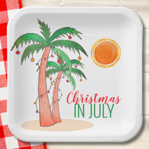 Weihnachten im Juli-Palmbaum-Party-Papierplatten Pappteller