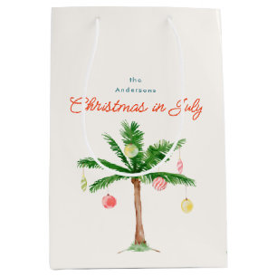 Weihnachten im Juli Palme mit Ornamenten Mittlere Geschenktüte