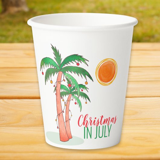 Weihnachten im Juli Palmen Bäume Pappbecher