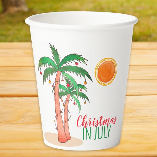 Weihnachten im Juli Palmen Bäume Pappbecher