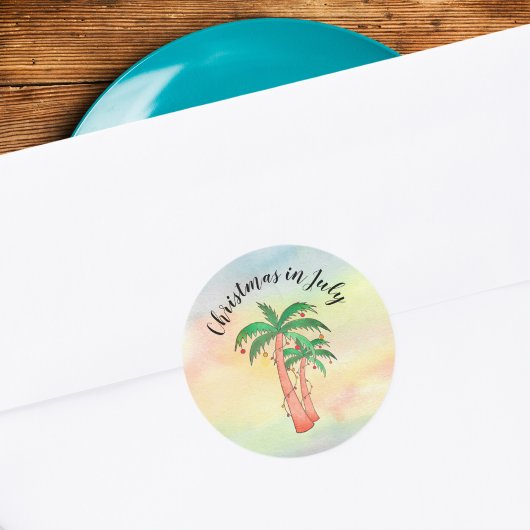 Weihnachten im Juli Palmen Bäume Runder Aufkleber