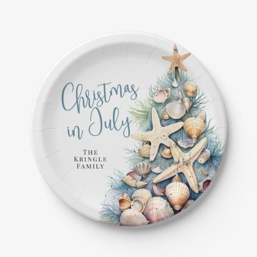 Weihnachten im Juli Pappteller (Vorderseite)