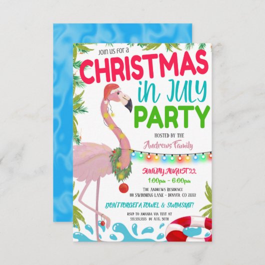Weihnachten im Juli Party Einladung (Vorne/Hinten)