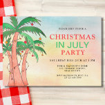 Weihnachten im Juli Party Einladung<br><div class="desc">Im Juli Party laden Sie Ihre Familie und Freunde zu Weihnachten ein. Sie sind mit handbemalten Palmen in einem farbenfrohen Aquarell gestaltet. Einfach anpassbar. Original Wasserfarbe © Michele Davies.</div>
