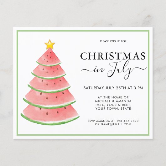 Weihnachten im Juli - Party Einladung (Vorderseite)