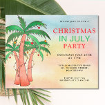 Weihnachten im Juli Party Einladungspostkarte<br><div class="desc">Planst du dieses Jahr im Juli ein Weihnachtsfest im Party? Mit diesen festlichen Postkarten laden Familie und Freunde zu Ihrer Feier ein. Sie sind mit handbemalten Palmen in einem farbenfrohen Aquarell gestaltet. Einfach anpassbar. Original Wasserfarbe © Michele Davies.</div>