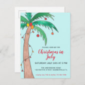 Weihnachten im Juli Party Palm Einladungspostkarte (Vorne/Hinten)