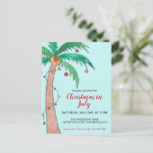 Weihnachten im Juli Party Palm Einladungspostkarte (Stehend Vorderseite)