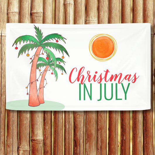 Weihnachten im Juli Party Palm Trees Banner