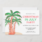 Weihnachten im Juli Party Palmen Bäume Einladung (Vorderseite)