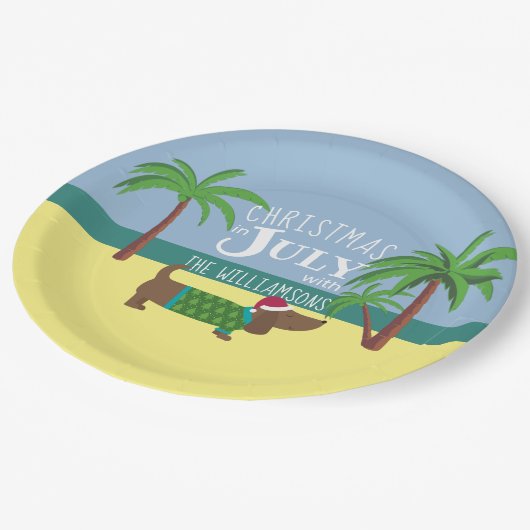 Weihnachten im Juli Party Pappteller (Schrägansicht)
