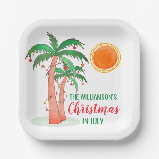 Weihnachten im Juli Party Personalisiert Pappteller (Vorderseite)