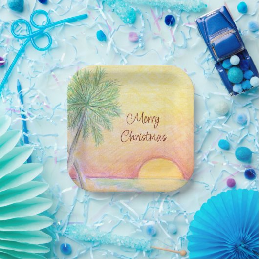 Weihnachten im Juli Party Tropical Beach farbenfro Pappteller (Party)