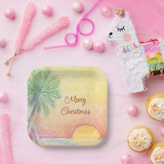 Weihnachten im Juli Party Tropical Beach farbenfro Pappteller (Party)