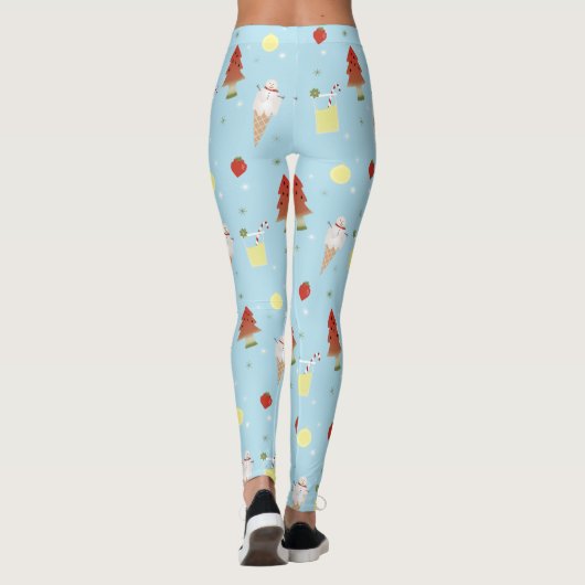 Weihnachten im Juli Pattern Niedlich Sky Blue Summ Leggings (Rückseite)