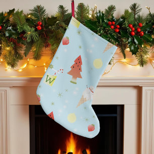 Weihnachten im Juli Pattern Weihnachten Strumpf Großer Weihnachtsstrumpf