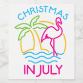 Weihnachten im Juli Pink Flamingo Funny Xmas Men W Weinetikett (Einzelnes Label)