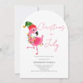 Weihnachten im Juli Pink Flamingo Party Einladung (Vorderseite)