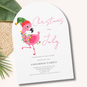 Weihnachten im Juli Pink Flamingo Party Einladung