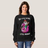 Weihnachten im Juli Pink Flamingo Pool Float Mitte Sweatshirt (Vorne ganz)
