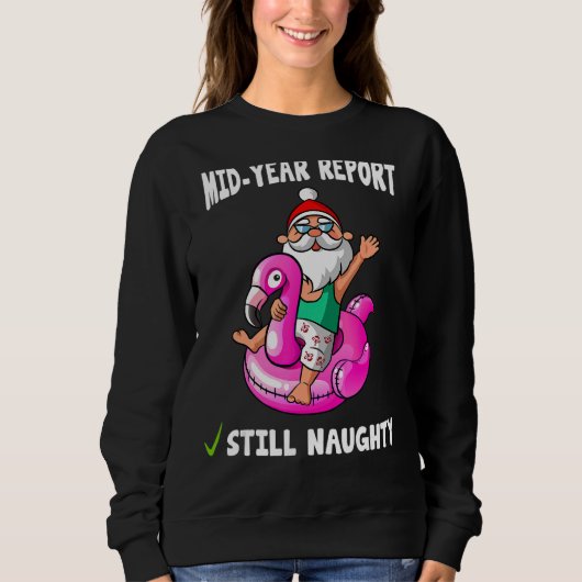 Weihnachten im Juli Pink Flamingo Pool Float Mitte Sweatshirt (Vorderseite)