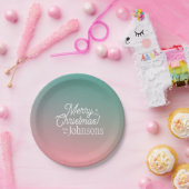 Weihnachten im Juli Pink Green Ombre Party Pappteller (Party)