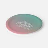 Weihnachten im Juli Pink Green Ombre Party Pappteller (Schrägansicht)