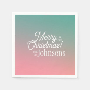 Weihnachten im Juli Pink Green Ombre Party Serviette