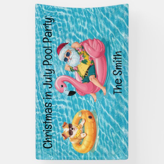 Weihnachten im Juli Pool Party Banner (Vertikal)