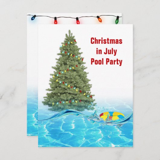 Weihnachten im Juli Pool-Party Einladung (Vorne/Hinten)