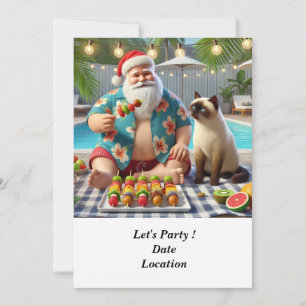 Weihnachten im Juli Pool Party mit dem Weihnachtsm Einladung