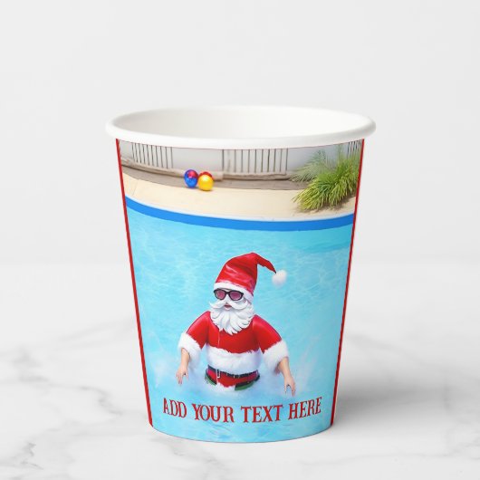 Weihnachten im Juli Pool-Party Pappbecher (Rückseite)