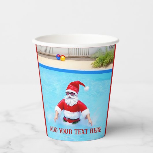 Weihnachten im Juli Pool-Party Pappbecher (Vorderseite)